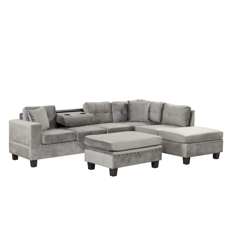 105 L-Shaped 7-Seater Modern Sofa with Storage Ottoman