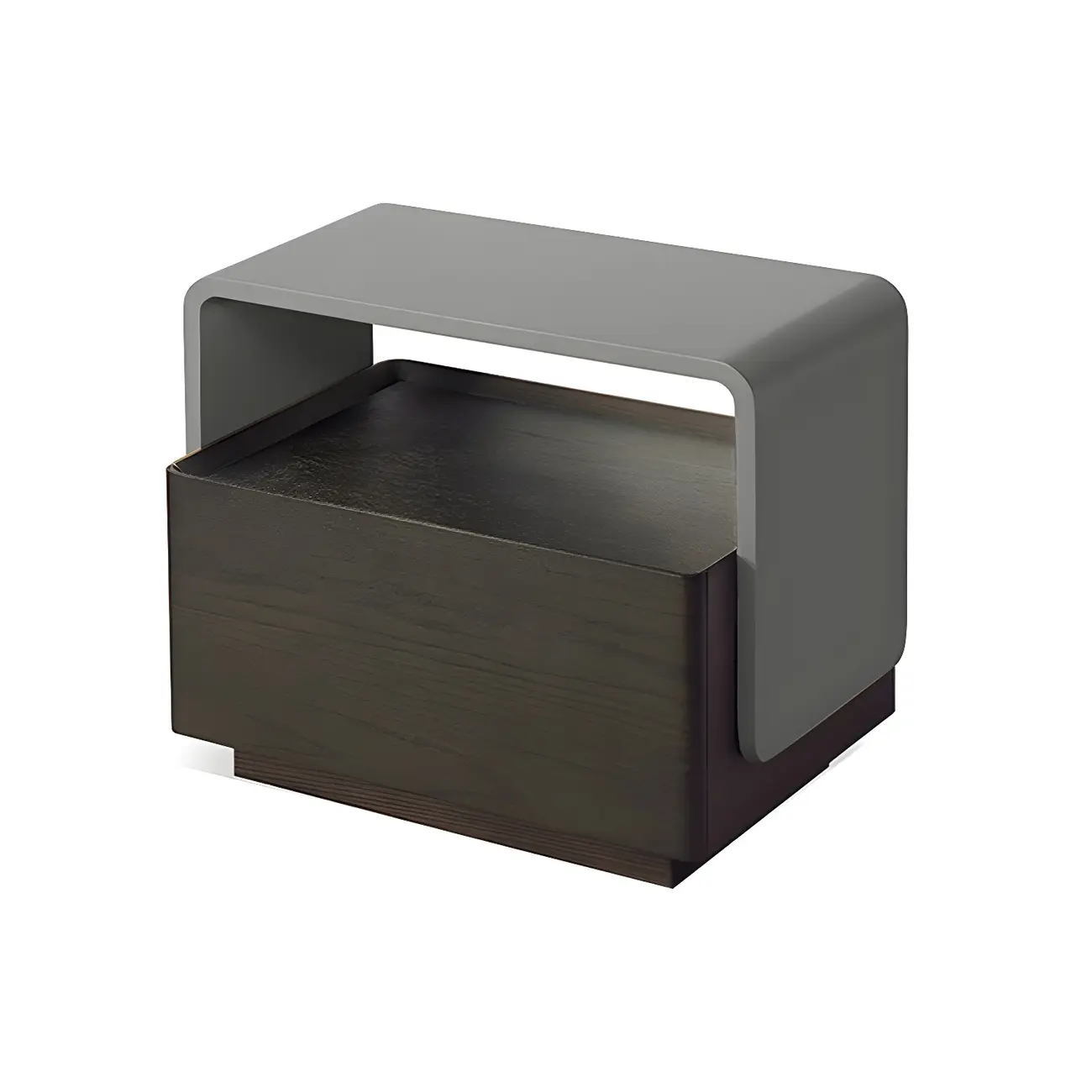 Rectangular Black Wood Open Drawer Storage Nightstand