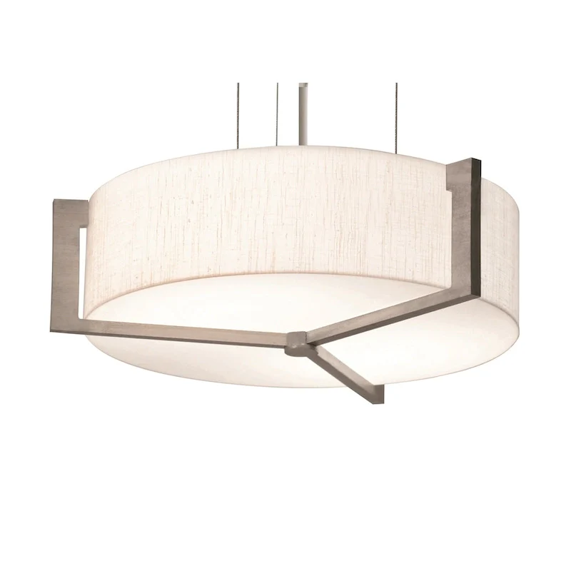 Apex 17-inch Weathered Grey LED Pendant, Linen White Shade