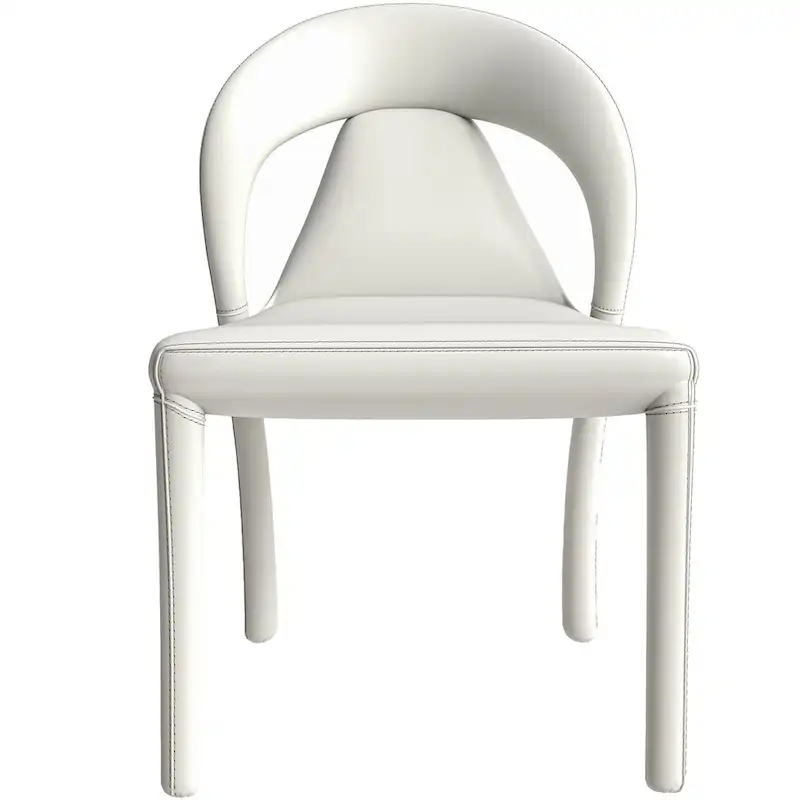 Solace Modern Dining Chair in Upholstered Leather with Steel Frame & Legs by LeisureMod