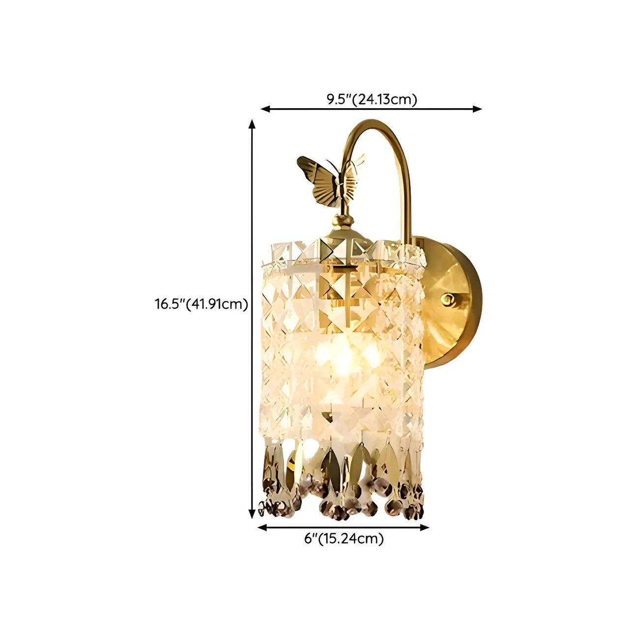 Luxury Golden Gooseneck Cylinder Crystal Wall Sconce