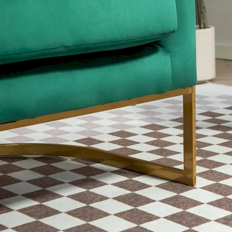 Modern Velvet Gold Accent Armchair