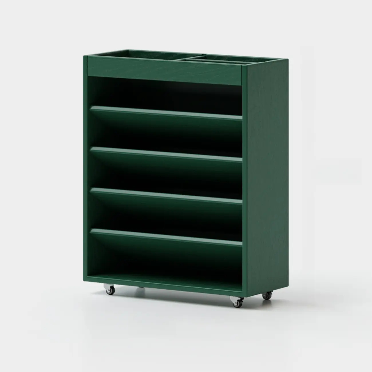 5-tier Rubberwood Vertical Storage Bookcase with Wheels
