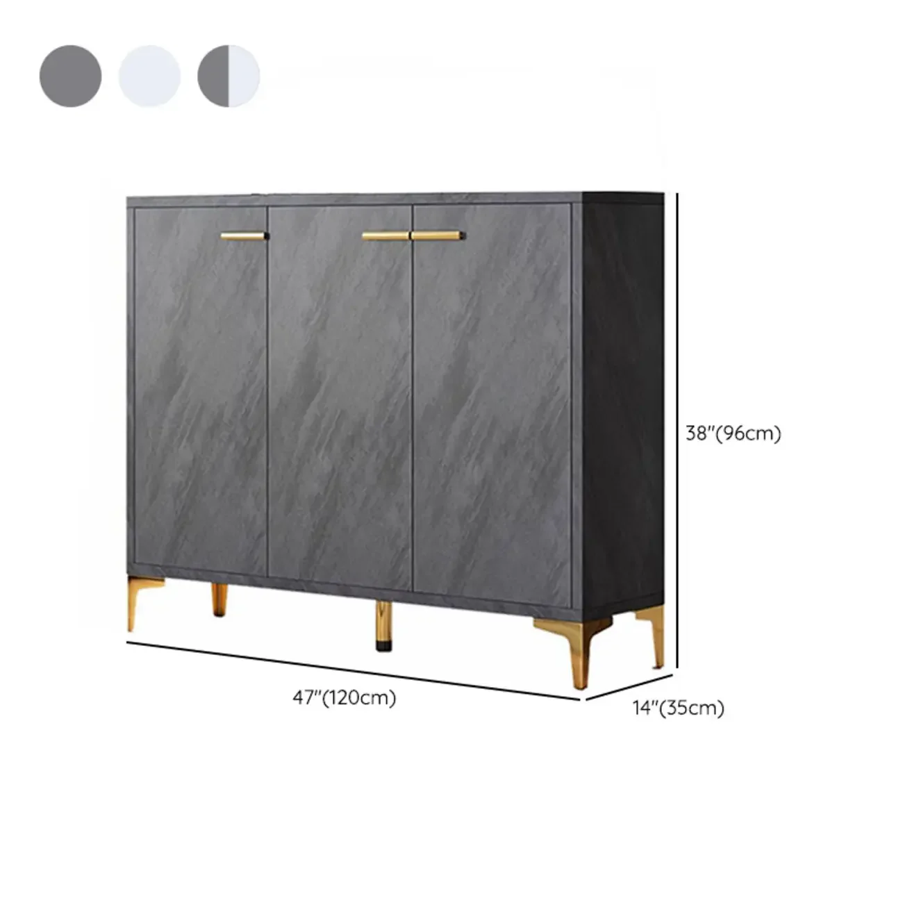 Elegant Grey Wood Hallway Shoe Cabinet with Metal Legs