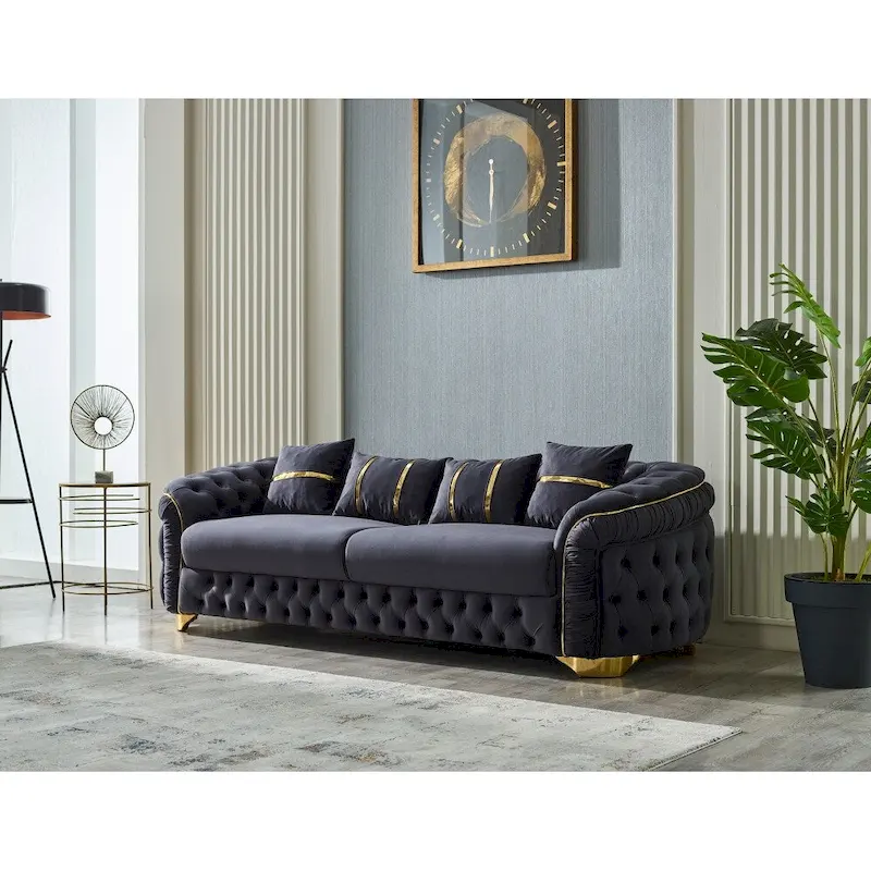 Aryanna 3-Pieces One Sofa Two Chair Living Room Set, Tufted Back