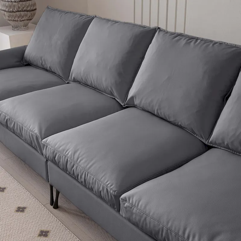 104.5Modern Technical leather L-Shaped Sofa with Ottoman