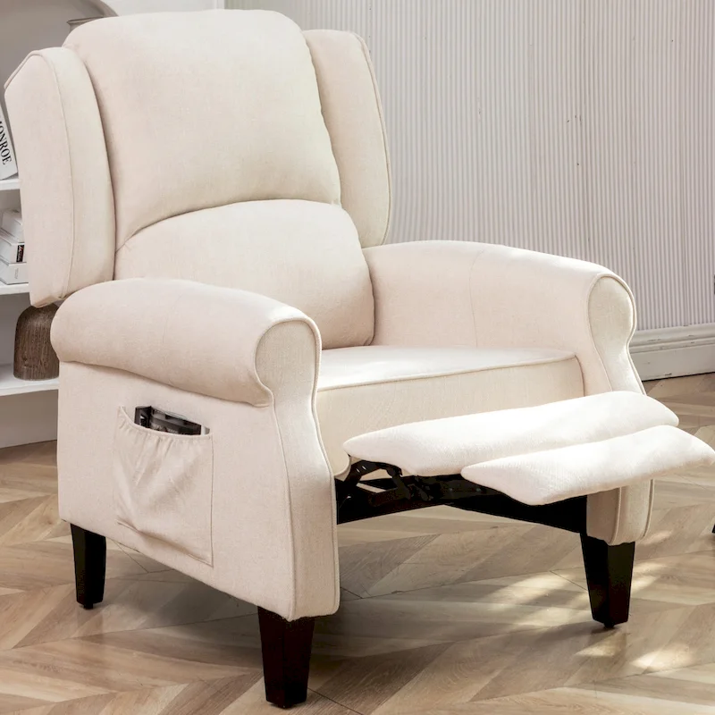 HOMYKA Polyested Upholstered Pushback Recliner Accent Chair Wingback Armchair