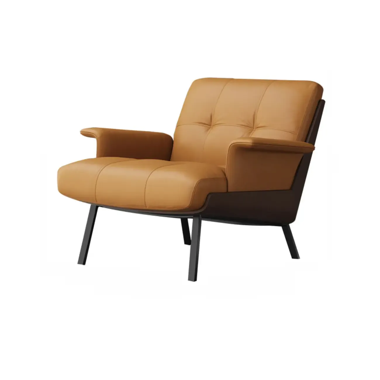 Modern Tufted Microfiber Leather Accent Chair with Arms