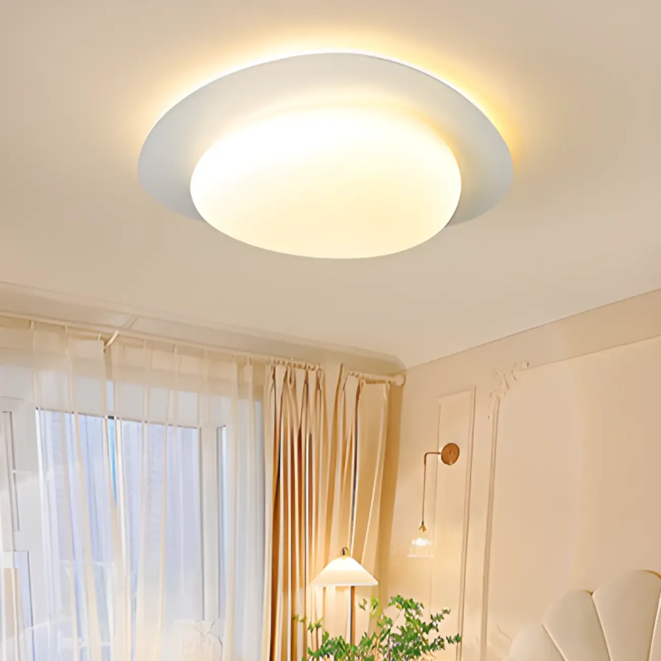 Dimmable Modern LED Flush Mount Ceiling Light with 2-Light