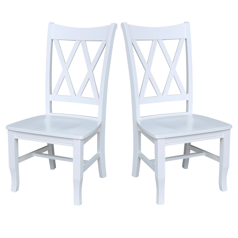 Double X-Back Solid Wood Chairs - Set of Two