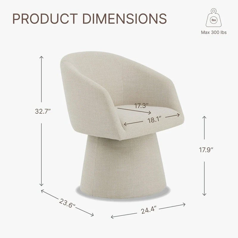 Evie Modern Upholstered Fabric Swivel Dining Chair