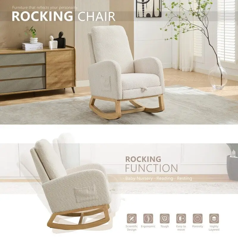 Living Room Rocking Accent Chair with Retractable Footrest