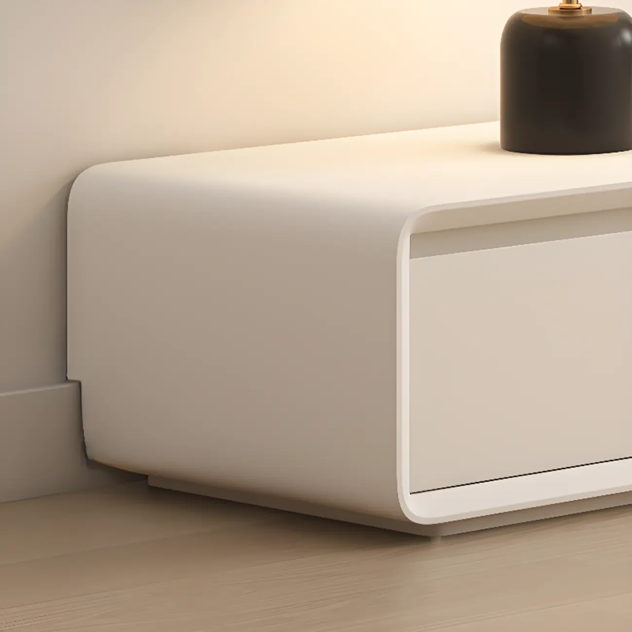 Ventilated 2 Drawers Wood Rectangular White TV Stand