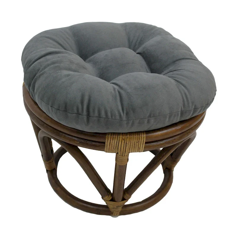 Bali 18-inch Footstool with Microsuede Cushion