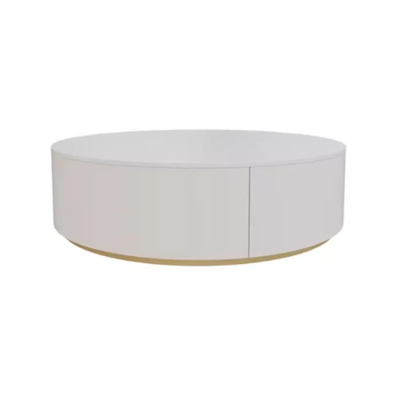 Black White Modern Stylish Round Wood Drawer Coffee Table