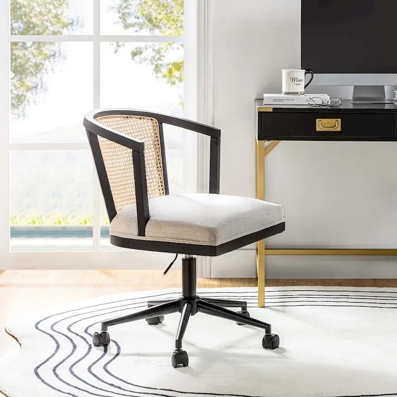 Ingrid Modern Rattan Swivel Height Adjustment Office Chair by