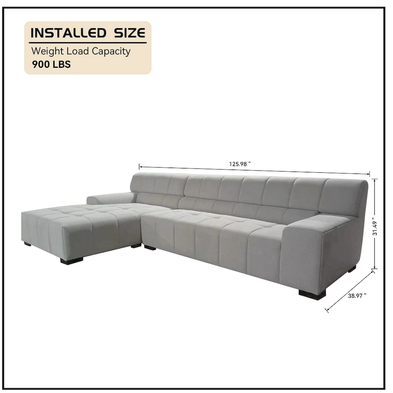 Williamspace Modern Glam LargeUpholstered Sectional Sofa L-shape With Chaise Living Room