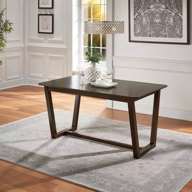 Brown Rectangular Dining Table, Trestle Style, Seats 4