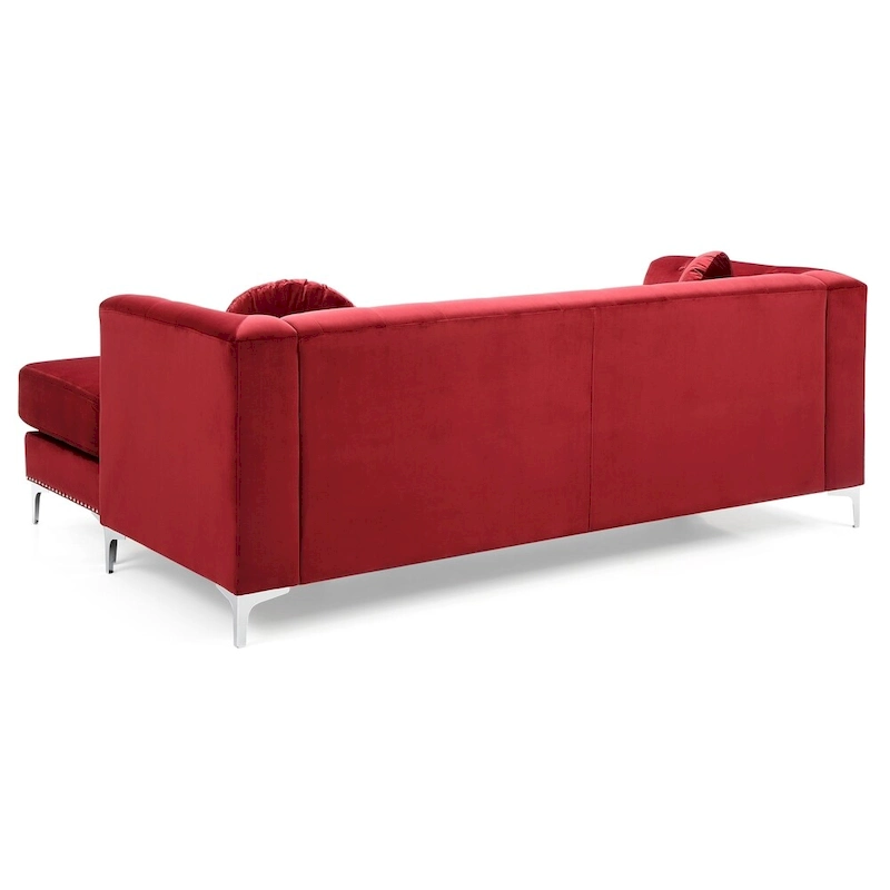 Pompano Velvet Button Tufted Sofa with Chaise