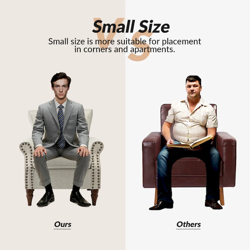 Upholstered Comfy Accent chair with Turned Wooden Legs and Nailhead Trim Set of 2 by