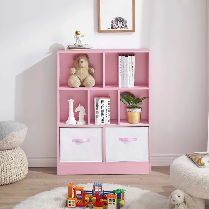 3-Tier Storage Bookcase for Kids, Simple Wood Display Cabinet for Bedroom