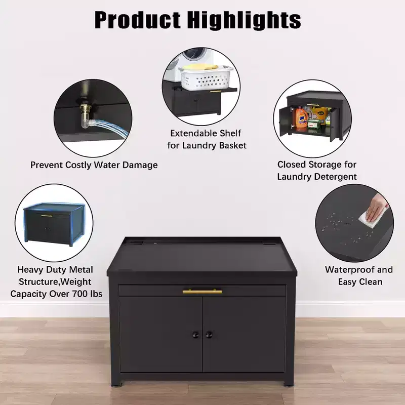 Black / White Heavy-Duty Metal Washer & Dryer Pedestal Stand – Single Unit, Anti-Vibration