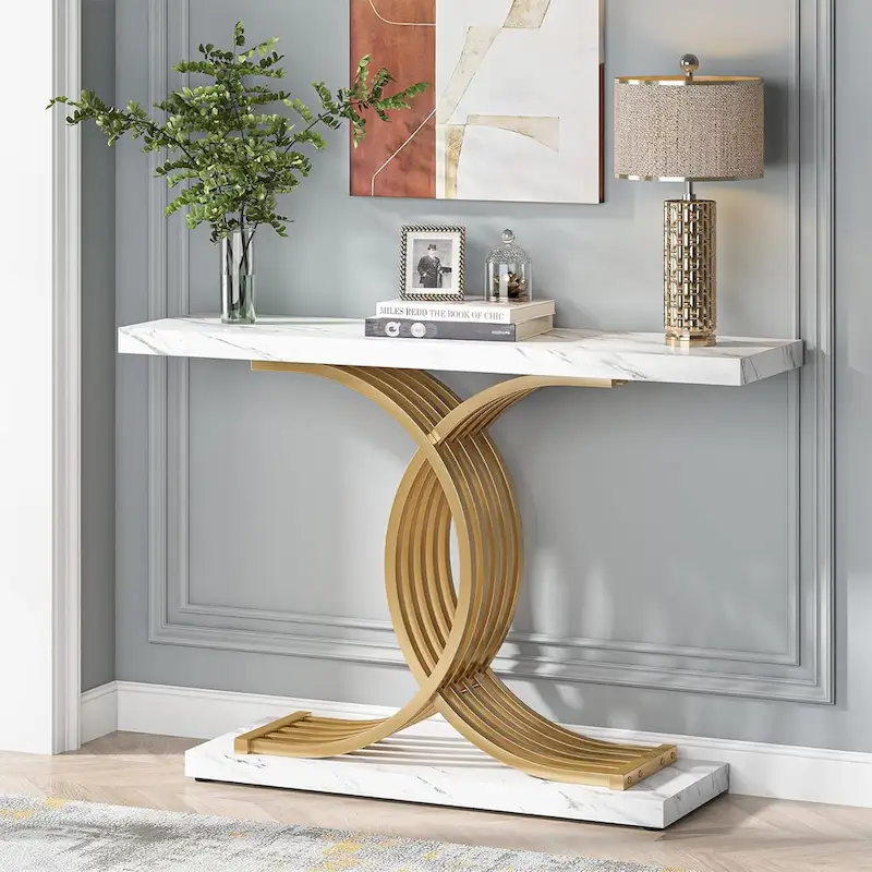 Console Table, Entryway Table with Geometric Legs, Sofa Table - 11.81D x 39.37W x 31.49H