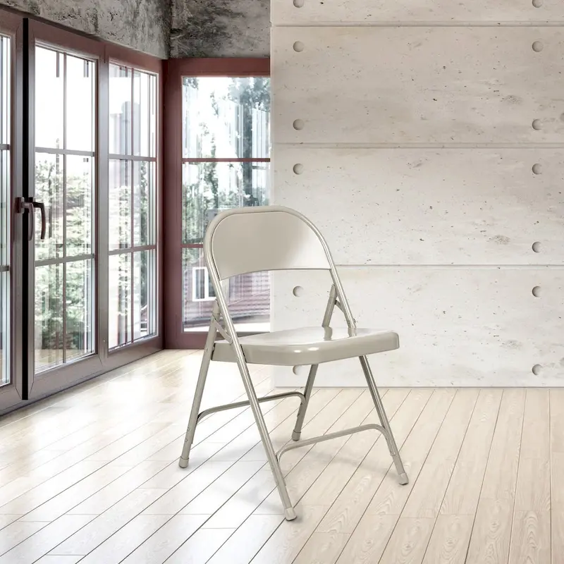 Bernadine Collection Metal Round-Backed Folding Chair, Pack of 4