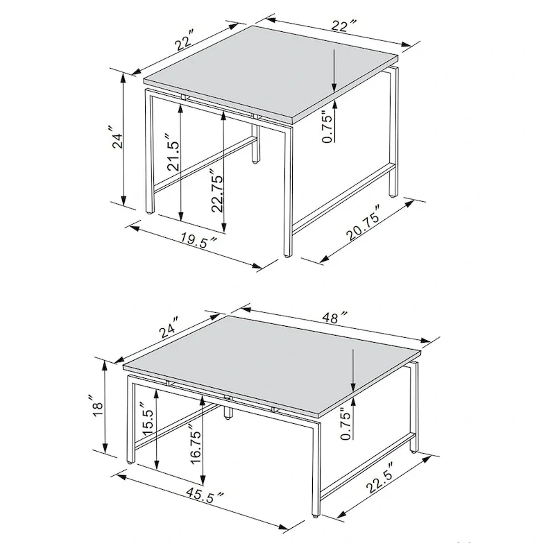 Clark 3-piece Faux Marble Top Coffee Table Set White Faux Marble
