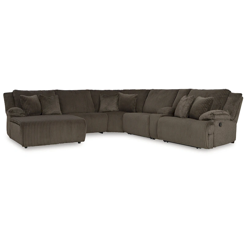 Signature Design by Ashley Top Tier Brown 6-Piece Reclining Sectional with Chaise - 147W x 134D x 41H