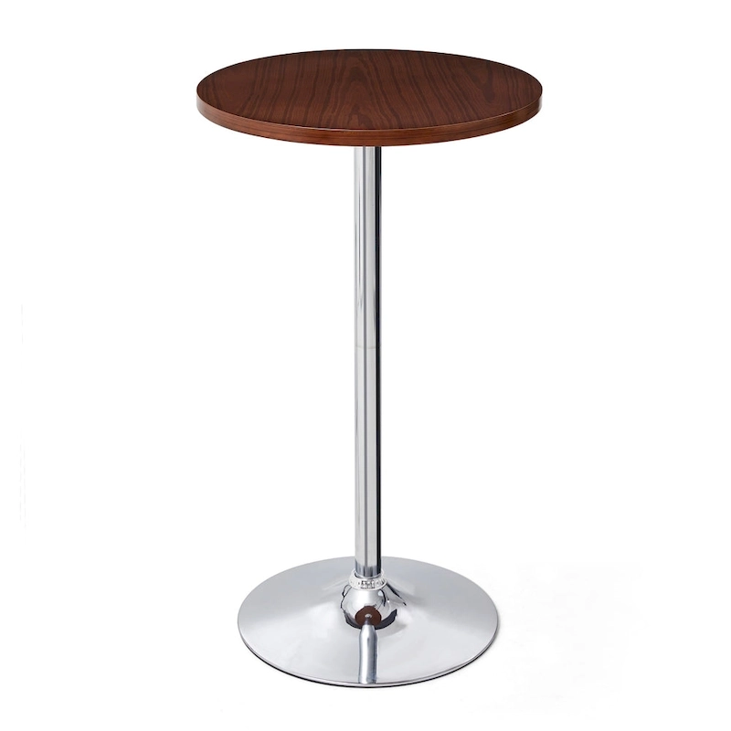 Glitzhome 39.5 H Modern Bistro Walnut Top Round Pub Bar Table