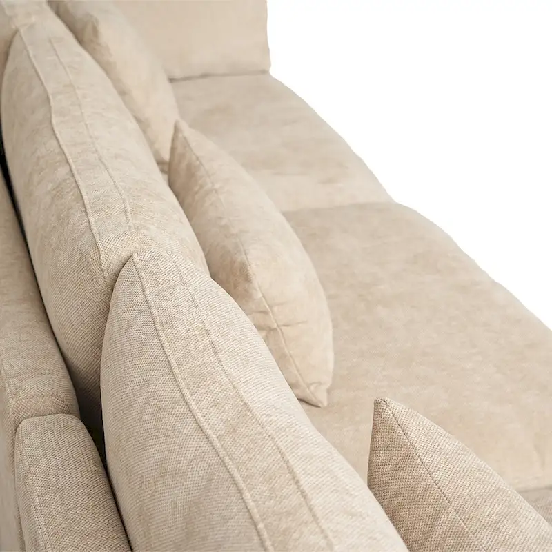 Classic Modern Linen Sectional Modular Sofa 4-Seater Down Filled Cloud Couch with Cushions