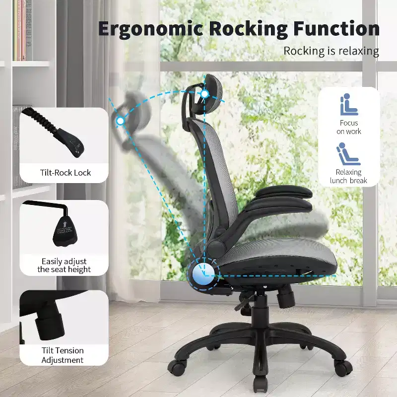 FDW Office Chair High Back Swivel Mesh Desk Chair with Adjustable Height