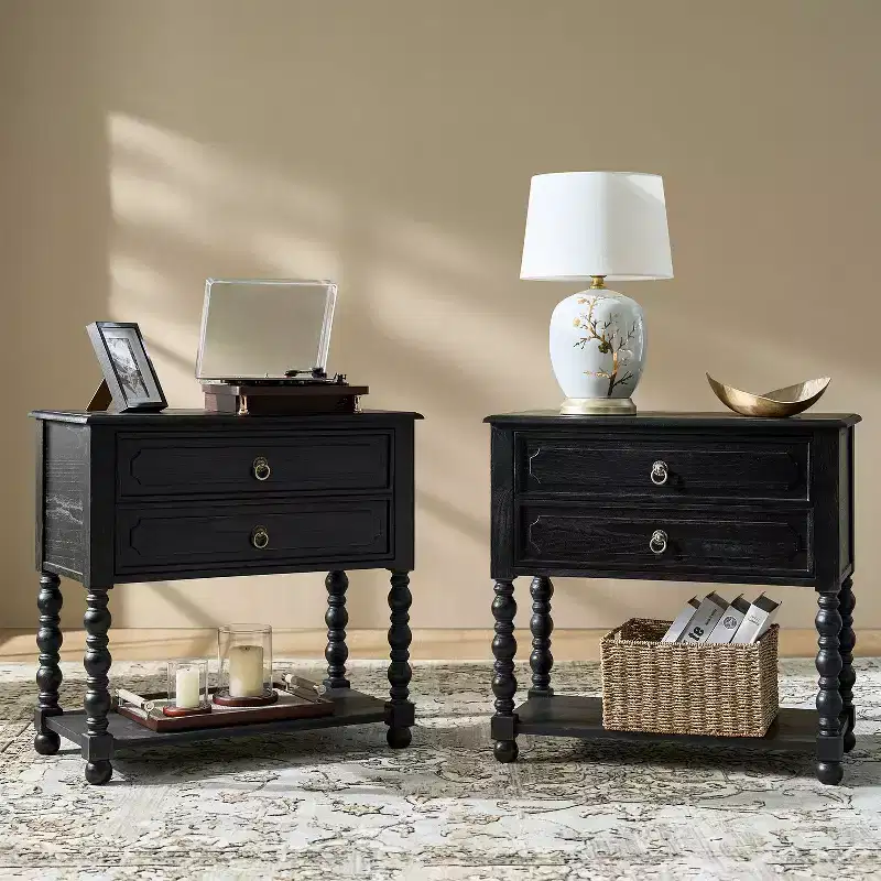 Jerardo 30 Tall 2-Drawer End Table with Built-in Charging Outlets Set of 2|ARTFUL LIVING DESIGNS