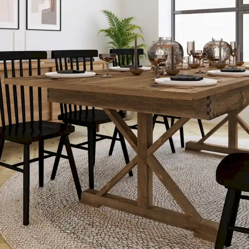 8' x 40 Rectangular Antique Rustic Solid Pine Folding Dining Table