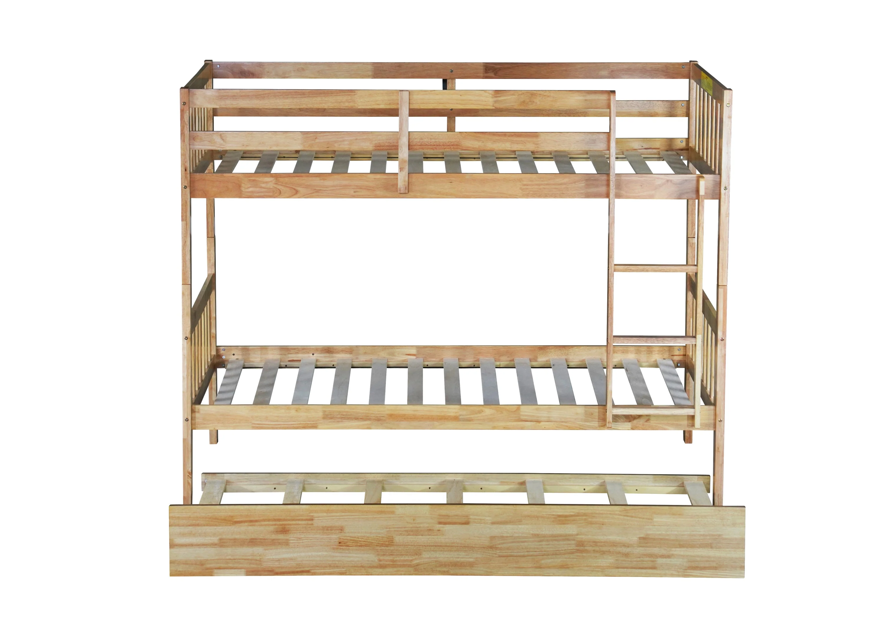 Walker Edison | Convertible Twin Over Twin Bunk Bed with Trundle with Ladder Sleeps 3