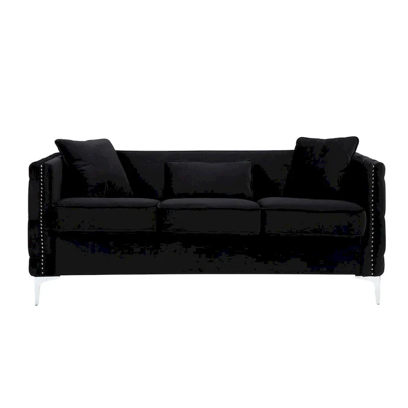 Velvet Living Room Set in Black