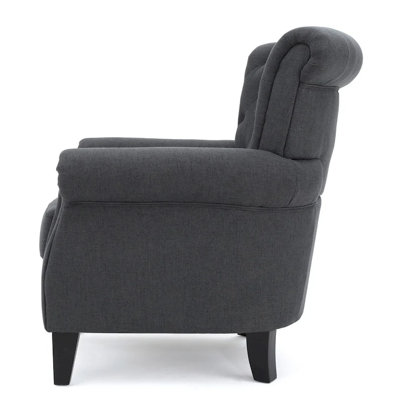 Accent Chair With Tufted Backrest With Wooden Legs