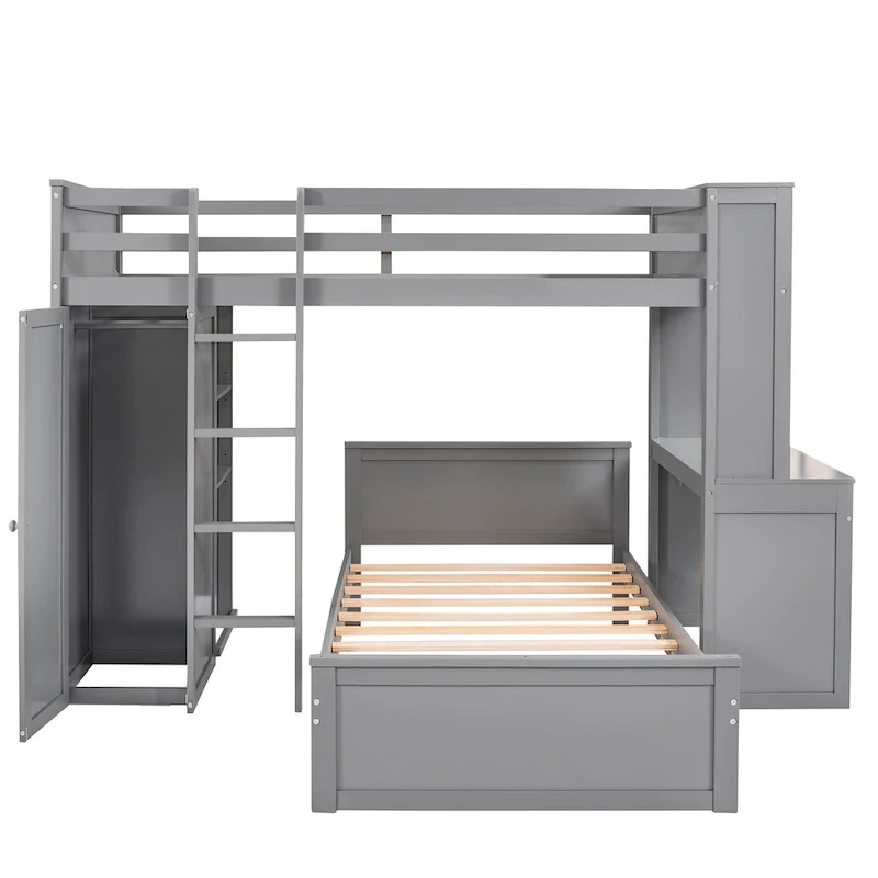 Twin over Twin Pine Loft Bed with Stand-alone