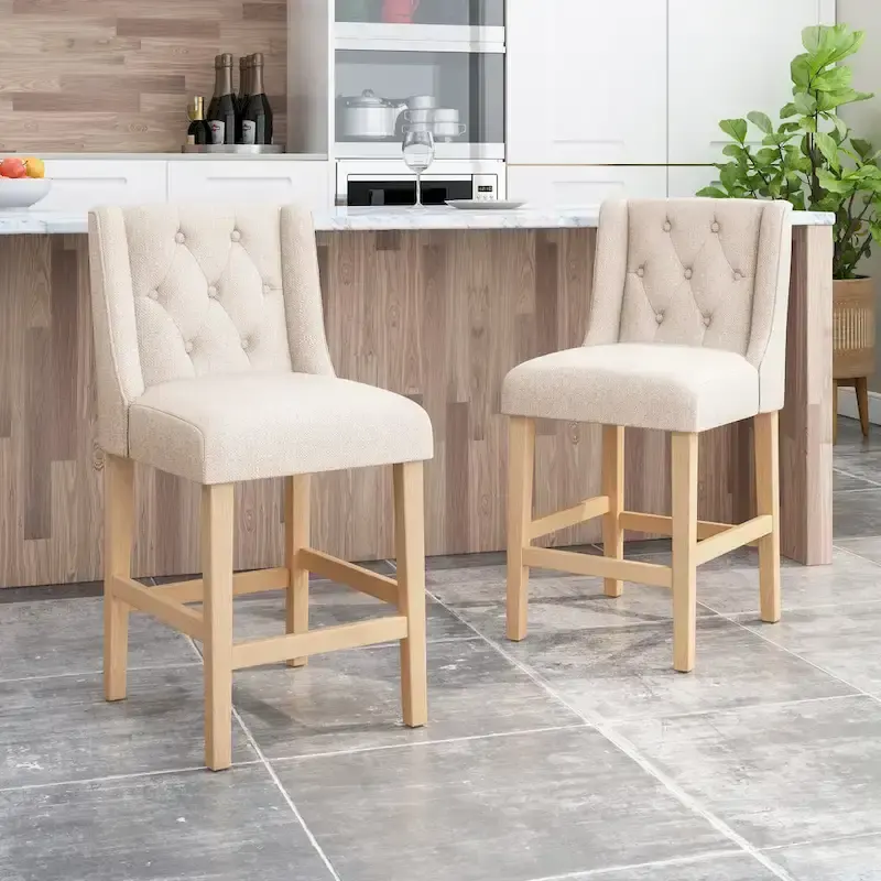 Landria Button-tufted Wingback Counter Stools (Set of 2) by