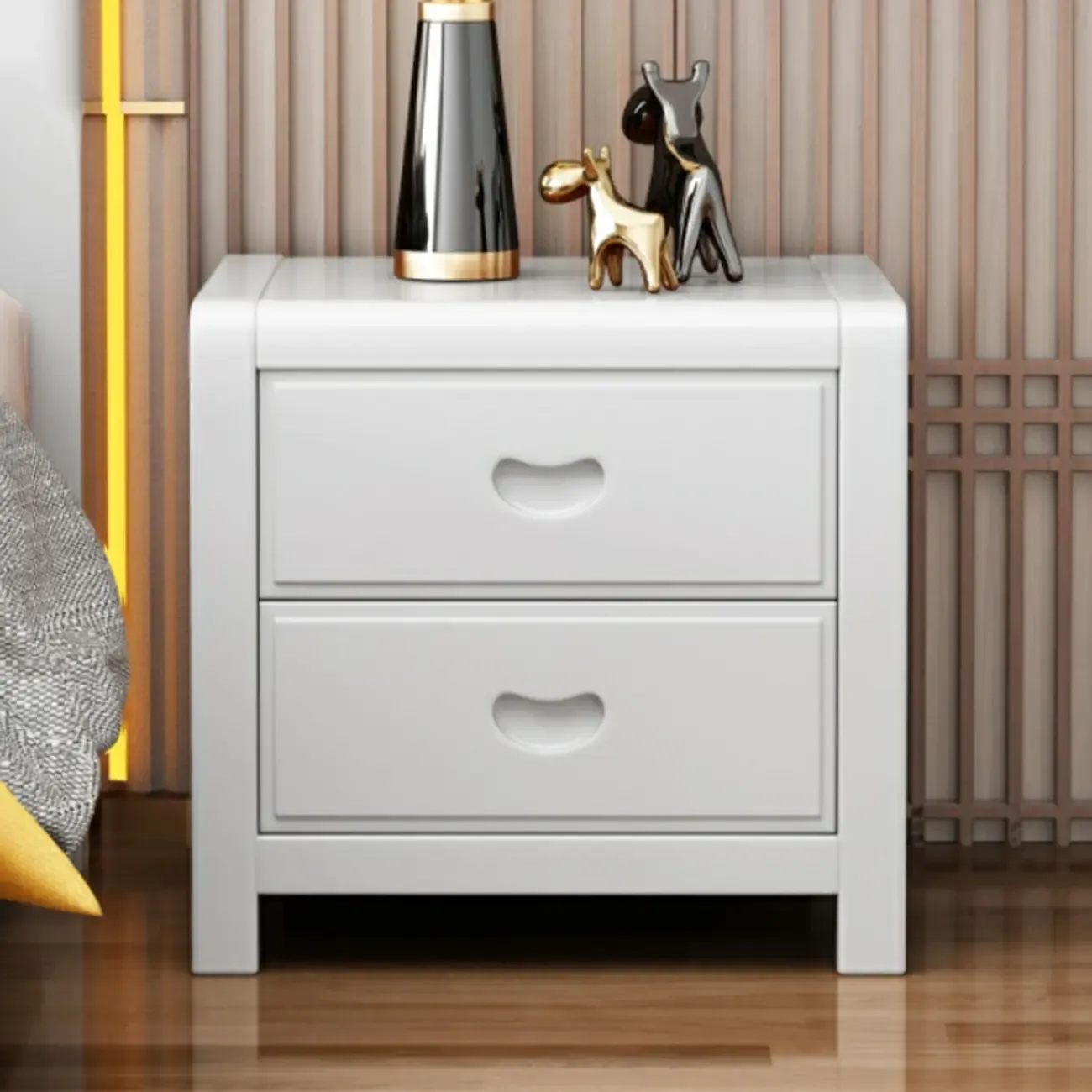 Traditional Nut-Brown 2-Drawer Wood Small Nightstand