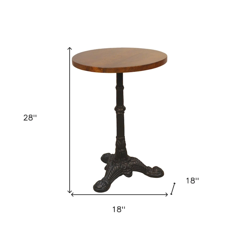 HomeRoots 28 Black And Wood Brown Solid Wood And Iron Round End Table - 28