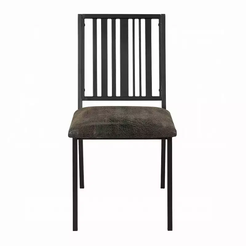 Black Faux Leather & Metal Side Chairs, Set of 2