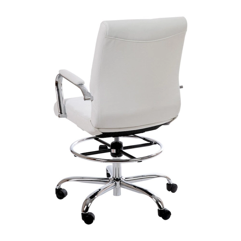Mid-Back LeatherSoft Drafting Chair with Adjustable Foot Ring and Chrome Base