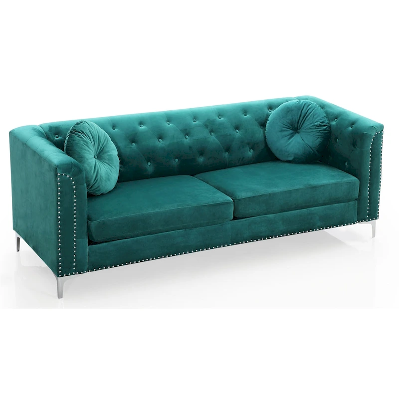 Pompano Velvet Button Tufted Sofa