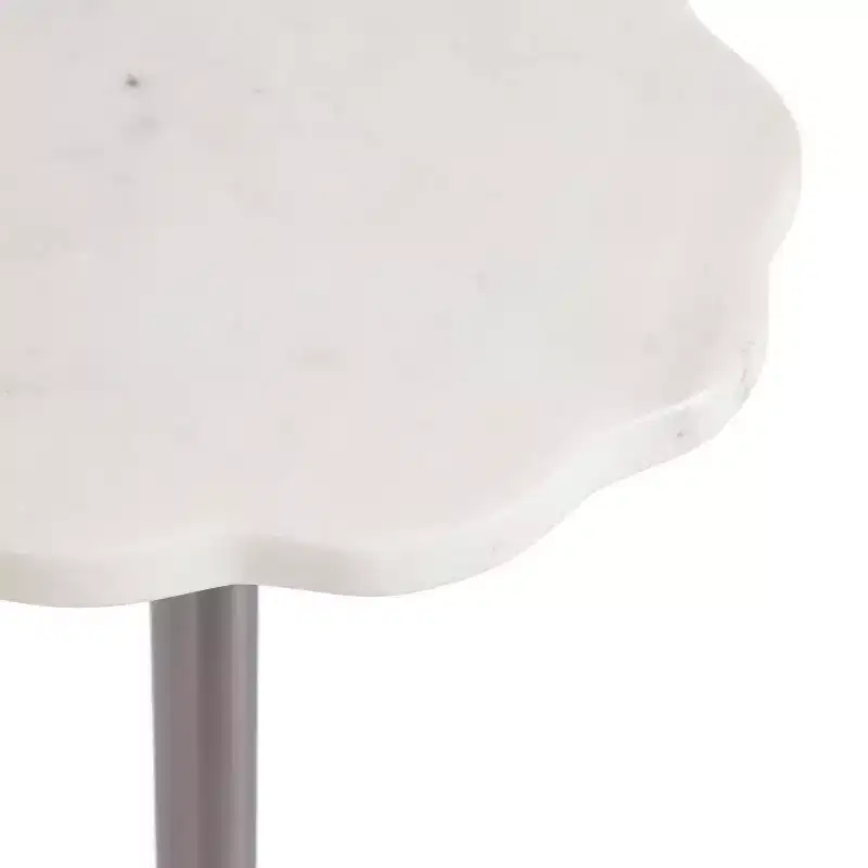Kate and Laurel Sanzo Scalloped Marble and Metal Drink Table