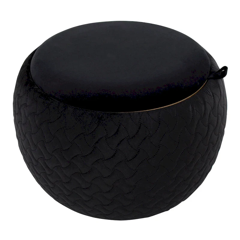 Carson Carrington Astrid Pouf with Natural Wood Tray Top