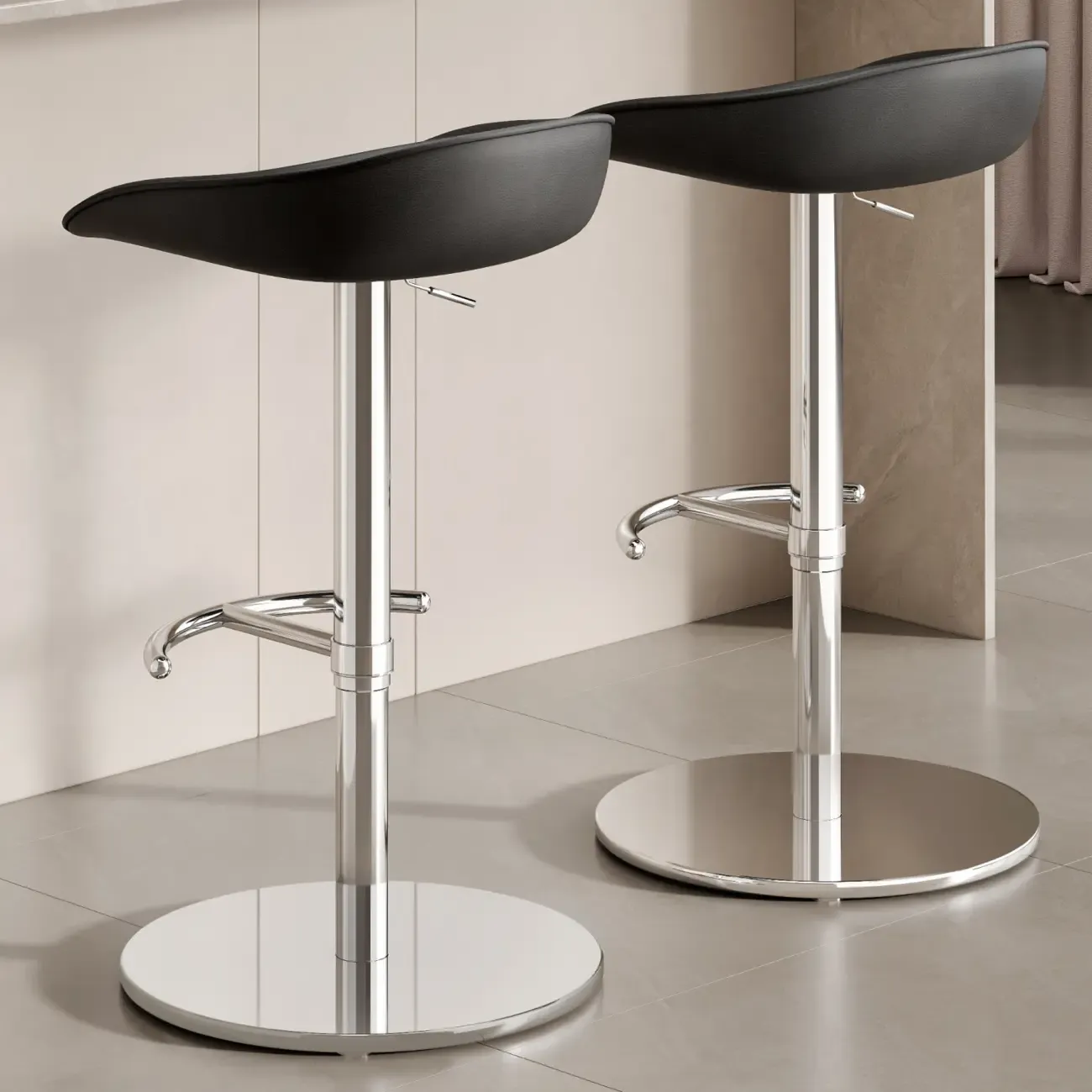 Industrial Modern Pedestal Leather Bar Stools