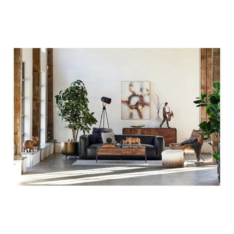 Macari Rustic Drum-Style Aluminum Accent Table - 19W x 19D x 18H