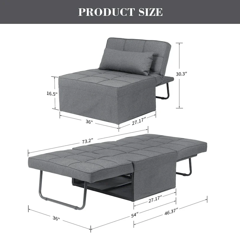 4-1 Adjustable Sleeper Sofa Chair with Ottoman, Sofa Bed ,Couch Bed